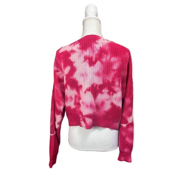 FRESHMAN PINK BLEACHED TIE DYE RIBBED KNIT COTTON OVERSIZED SWEATER SMALL - Picture 8 of 13